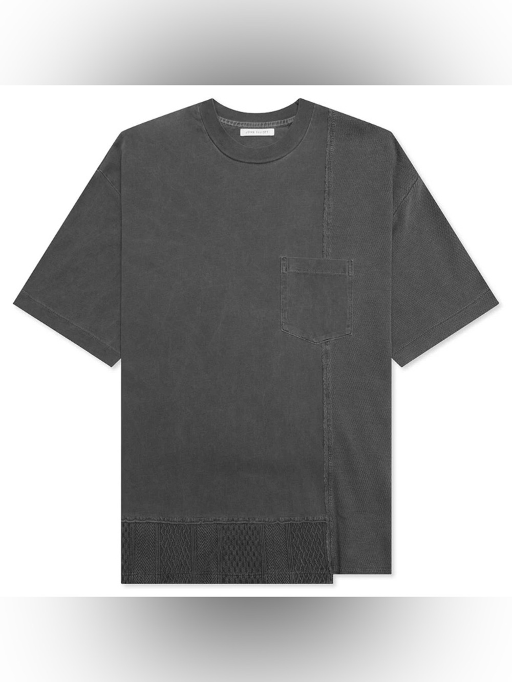 John Elliott New Reconstructed Paneled S/S Tee Shirt Washed Black Size 3 Large